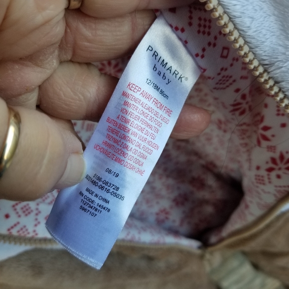 Primark Brown Christmas Reindeer Soft Hooded Zip-up Sleeper (12-18 month)Holiday - Picture 10 of 10